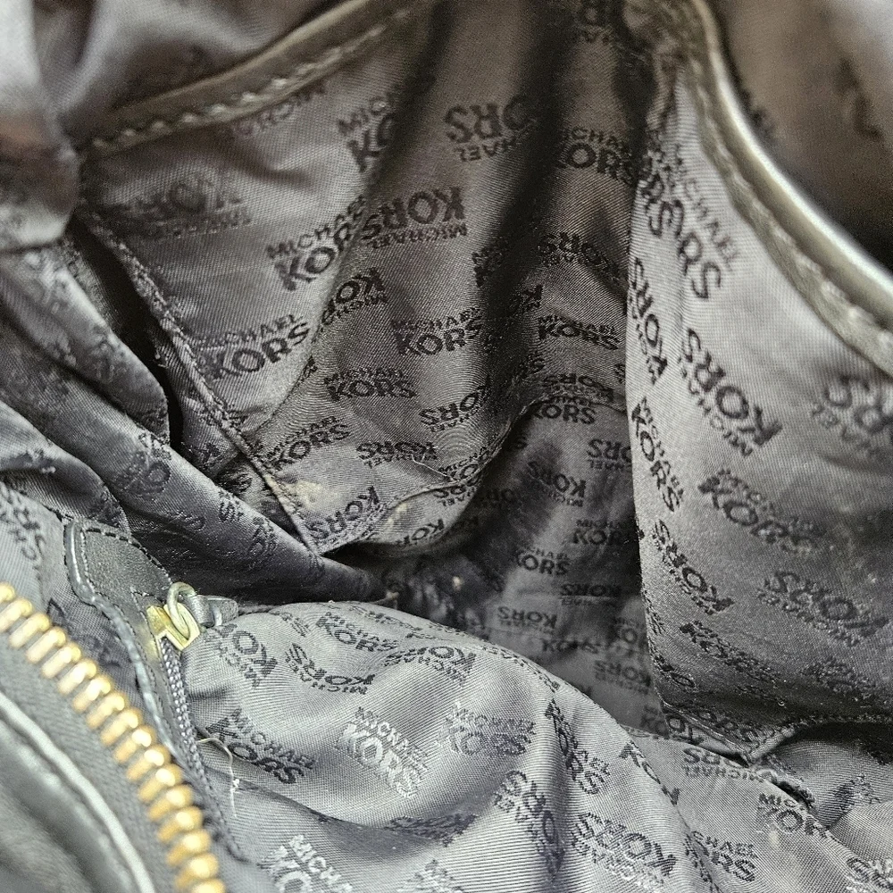 Michael Kors black leather hobo bag